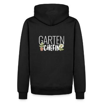 Gärtner Outfit mit dem Spruch Garten Chefin - Männer Premium Bio Hoodie - Schwarz - Hinten - Nico (187cm)