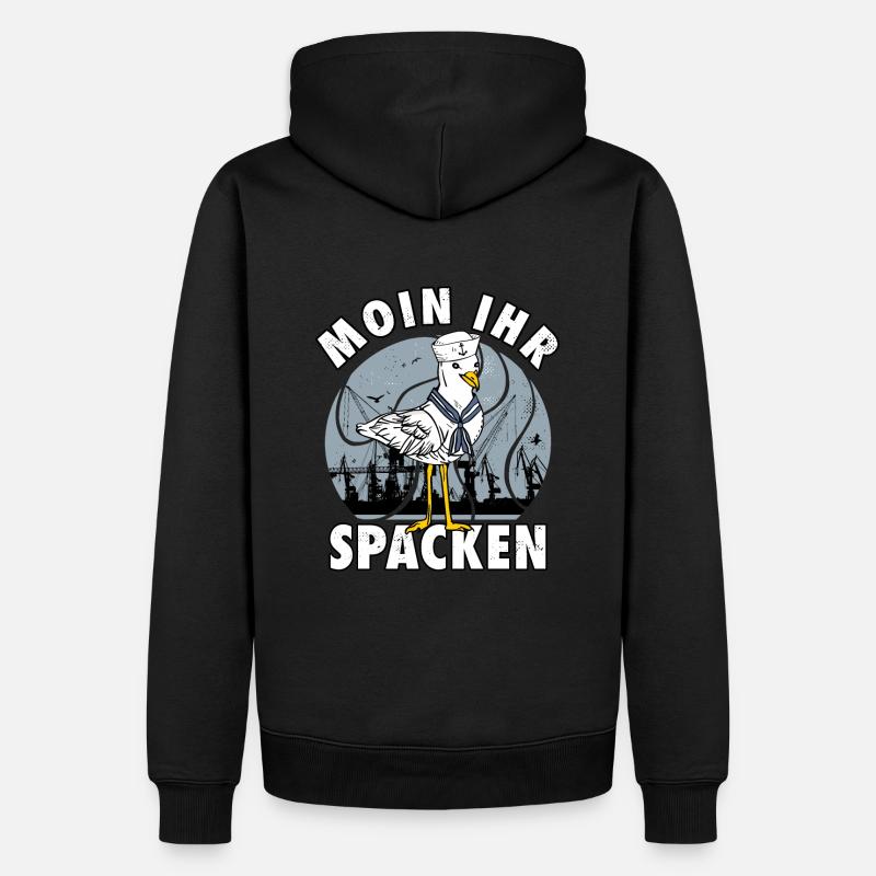 Moin Ihr Spacken Hafenkräne Möwe Geschenkidee - Männer Premium Bio Hoodie - Schwarz