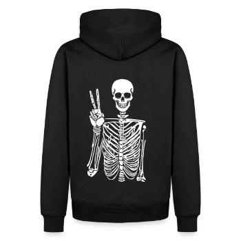 Costume de squelette drôle Halloween paix doigt - Sweat à capuche Premium bio Homme - noir - Dos - Nico (187cm)