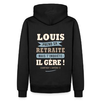 Louis humour retraite cadeau retraité - Sweat à capuche Premium bio Homme - noir - Dos - Nico (187cm)