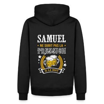 Samuel bière samuel cadeau Samuel fêtes - Sweat à capuche Premium bio Homme - noir - Dos - Nico (187cm)