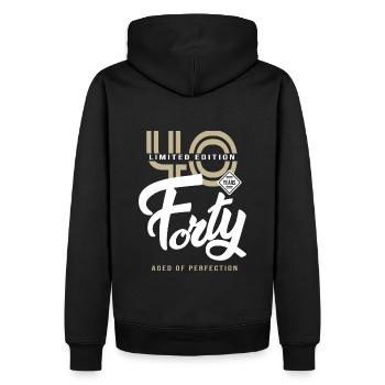 40 Jahre vierzig Geburtstagsgeschenk 40 Jahre - Männer Premium Bio Hoodie - Schwarz - Hinten - Nico (187cm)