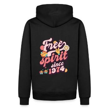 1974 Jahrgang Geburtstag Jahrgang 1974 - Männer Premium Bio Hoodie - Schwarz - Hinten - Nico (187cm)