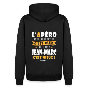 jean marc Apero T shirt Humour personnalisé apéro - Sweat à capuche Premium bio Homme - noir - Dos - Nico (187cm)