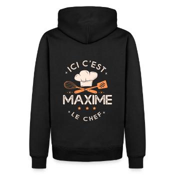 Maxime Chef Ici c est maximei le chef cuisinier - Sweat à capuche Premium bio Homme - noir - Dos - Nico (187cm)