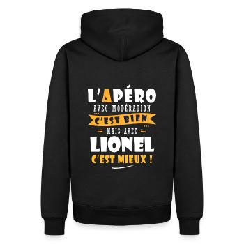 Humour Lionel Apero T shirt Humour Drôles lionel - Sweat à capuche Premium bio Homme - noir - Dos - Nico (187cm)