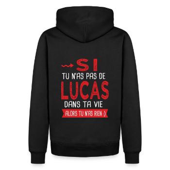 Lucas Si tu n as pas un lucas Cadeau humour - Sweat à capuche Premium bio Homme - noir - Dos - Nico (187cm)