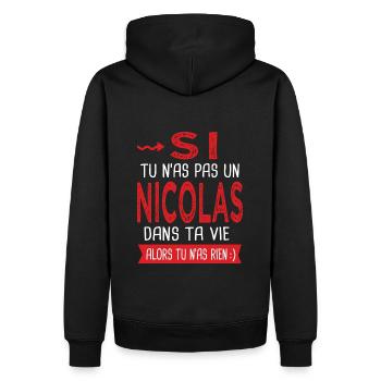 Nicolas Si tu n as pas un nicolas Cadeau humour - Sweat à capuche Premium bio Homme - noir - Dos - Nico (187cm)