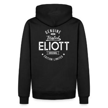 ELIOTT cadeau homme personnalisé prénom eliott - Sweat à capuche Premium bio Homme - noir - Dos - Nico (187cm)