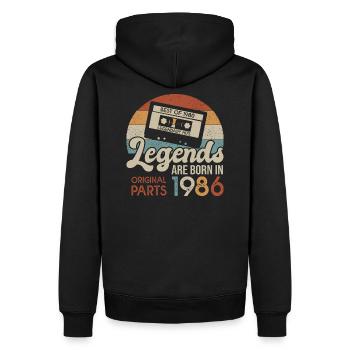 legends cassette 1986 cadeau anniversaire 36 ans - Sweat à capuche Premium bio Homme - noir - Dos - Nico (187cm)