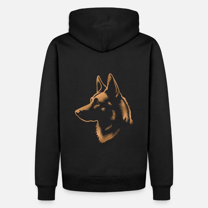 Malinois, Tête de chien, Dessin bronze - Sweat à capuche Premium bio Homme - noir