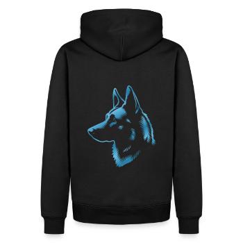 Malinois, Tête De Chien, Dessin Bleu - Sweat à capuche Premium bio Homme - noir - Dos - Nico (187cm)
