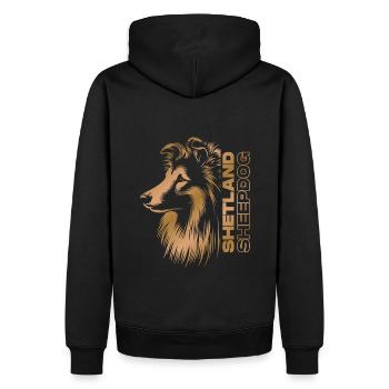 Sheltie | Shetland Berger Chien Tête Or - Sweat à capuche Premium bio Homme - noir - Dos - Nico (187cm)