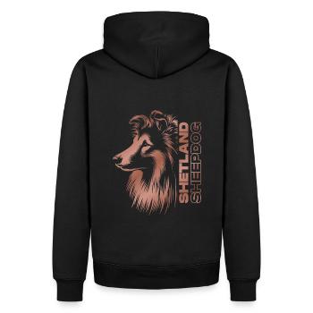 Sheltie | Shetland Berger Tête de Chien Rose Or - Sweat à capuche Premium bio Homme - noir - Dos - Nico (187cm)