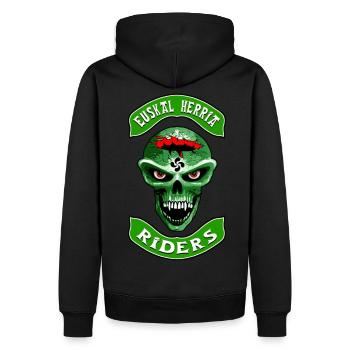 basques riders - Men’s Premium Organic Hoodie - black - Back - Nico (187cm)
