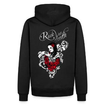 Rock till death Version 2 - Männer Premium Bio Hoodie - Schwarz - Hinten - Nico (187cm)