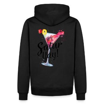 IT`S SATUR YAY ! - Männer Premium Bio Hoodie - Schwarz - Hinten - Nico (187cm)