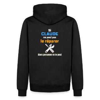 Si claude ne peut pas réparer - Sweat à capuche Premium bio Homme - noir - Dos - Nico (187cm)