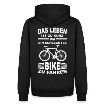 Das Leben ist zu kurz für ein schlechtes Bike - Männer Premium Bio Hoodie - Schwarz - Hinten - Nico (187cm)