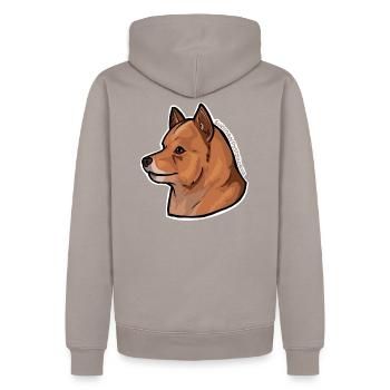 Finnisches vertikales Ohr - Männer Premium Bio Hoodie - Taupe - Hinten - Nico (187cm)