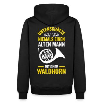 Waldhorn Hornist Opa Orchester Großvater Jazz Musi - Männer Premium Bio Hoodie - Schwarz - Hinten - Nico (187cm)