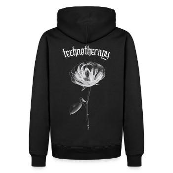 Techno Therapy Rose - Rave Outfit Techno festival - Sweat à capuche Premium bio Homme - noir - Dos - Nico (187cm)