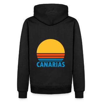 Canarias (geteilte Sonne) - Männer Premium Bio Hoodie - Schwarz - Hinten - Nico (187cm)
