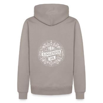 Singender Opa - unser Opa Großvater singt gerne - Männer Premium Bio Hoodie - Taupe - Hinten - Nico (187cm)