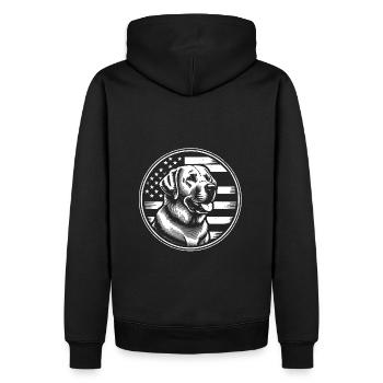 Labrador Retriever Lab with American Flag - Men’s Premium Organic Hoodie - black - Back - Nico (187cm)