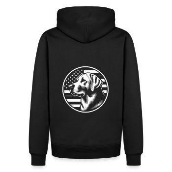 Labrador Retriever Lab with American Flag - Men’s Premium Organic Hoodie - black - Back - Nico (187cm)