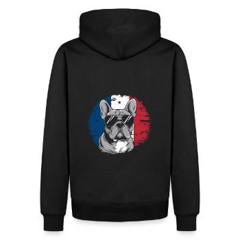 Bouledogue français Frenchie avec lunettes de soleil - Sweat à capuche Premium bio Homme - noir - Dos - Nico (187cm)