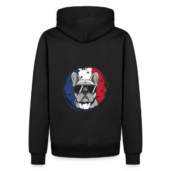 Bouledogue français Frenchie avec lunettes de soleil - Sweat à capuche Premium bio Homme - noir - Dos - Nico (187cm)