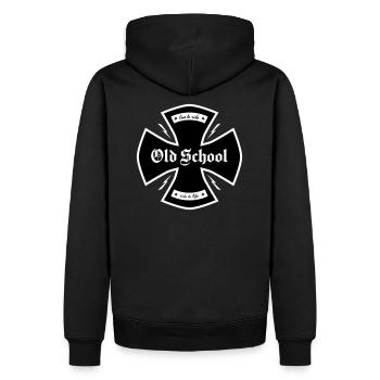 Old School biker cross - ncd-shirts.de - Männer Premium Bio Hoodie - Schwarz - Hinten - Nico (187cm)