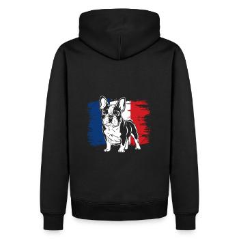 Bouledogue français Frenchie avec lunettes de soleil - Sweat à capuche Premium bio Homme - noir - Dos - Nico (187cm)