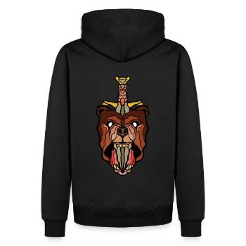 Bär und Dolch Tattoo - Männer Premium Bio Hoodie - Schwarz - Hinten - Nico (187cm)