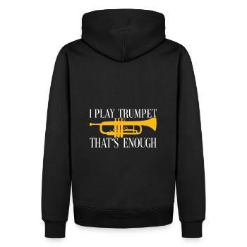 Je joue de la trompette qui est assez silhouette de trompette - Sweat à capuche Premium bio Homme - noir - Dos - Nico (187cm)