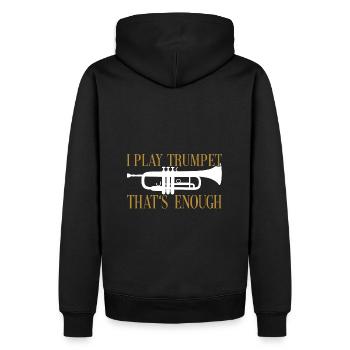 Je joue de la trompette qui est assez silhouette de trompette - Sweat à capuche Premium bio Homme - noir - Dos - Nico (187cm)