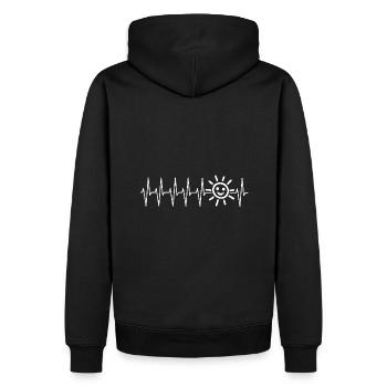 Kardiogramm und Sonne - Sonne im Herzen - Männer Premium Bio Hoodie - Schwarz - Hinten - Nico (187cm)