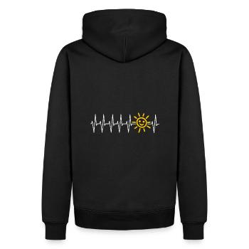 Kardiogramm und Sonne - Sonne im Herzen - Männer Premium Bio Hoodie - Schwarz - Hinten - Nico (187cm)
