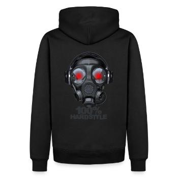 Hardstyle-| Hardstyle Gasmaske| Gabber Frenchcore - Männer Premium Bio Hoodie - Schwarz - Hinten - Nico (187cm)