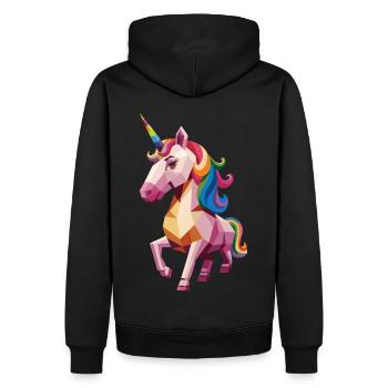 Conception géométrique colorée de licorne - Sweat à capuche Premium bio Homme - noir - Dos - Nico (187cm)