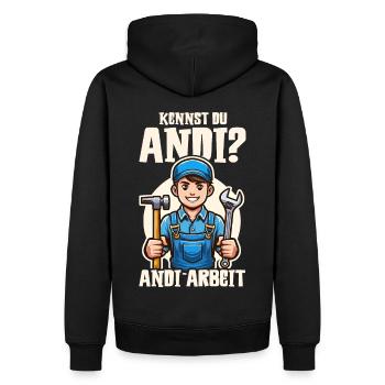 Handwerker Andi Arbeit Geschenk Sprüche Lustig - Männer Premium Bio Hoodie - Schwarz - Hinten - Nico (187cm)