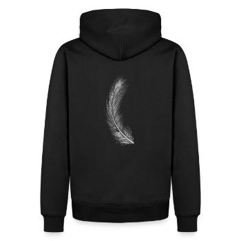 Weiße Feder Federn Engel Engelsymbole Esoterik - Männer Premium Bio Hoodie - Schwarz - Hinten - Nico (187cm)