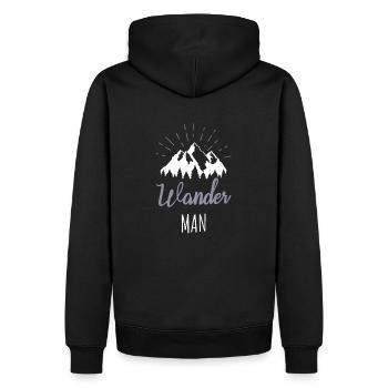 Wander homme randonnée randonneur dictons cadeau - Sweat à capuche Premium bio Homme - noir - Dos - Nico (187cm)