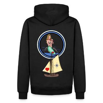 Maritime Seaman Mermaid Mermaid Voilier Ahoy - Sweat à capuche Premium bio Homme - noir - Dos - Nico (187cm)