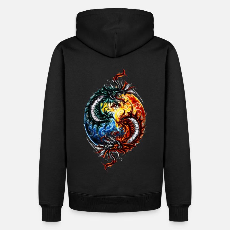 Yin Yang Drache - Männer Premium Bio Hoodie - Schwarz
