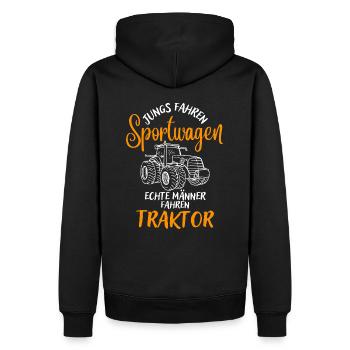 Jungs fahren Sportwagen Männer fahren Traktor - Männer Premium Bio Hoodie - Schwarz - Hinten - Nico (187cm)