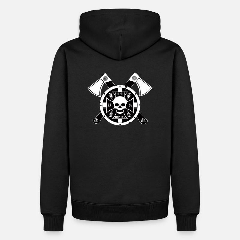 Schild mit Axt - Männer Premium Bio Hoodie - Schwarz