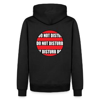 Do Not Disturb rotes Design - Männer Premium Bio Hoodie - Schwarz - Hinten - Nico (187cm)