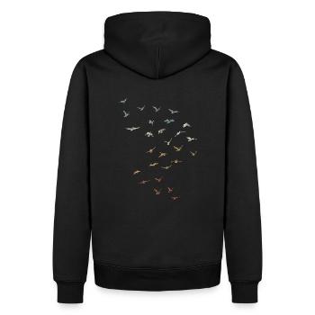 Rêve d'essaim d'oiseaux rétro battant cadeau vintage - Sweat à capuche Premium bio Homme - noir - Dos - Nico (187cm)